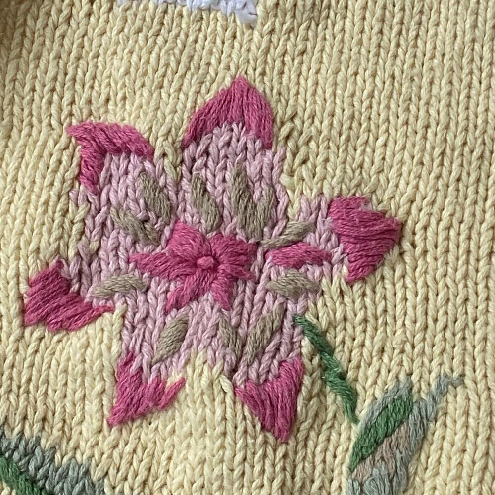 Koret Franscisca Petites Sweater Vest Sz M White Blue Embroidered Vintage - Picture 6 of 10